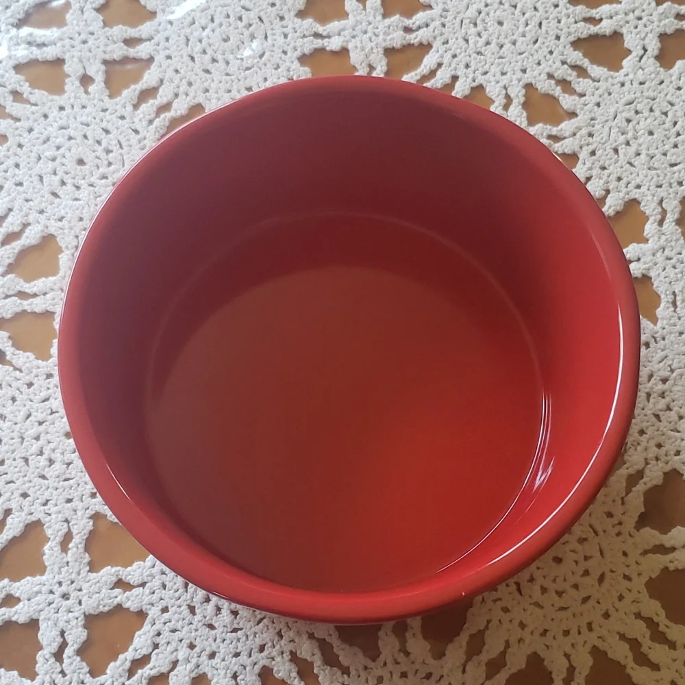 Rae Dunn Red DECK THE PAW Pets Food Water Bowl